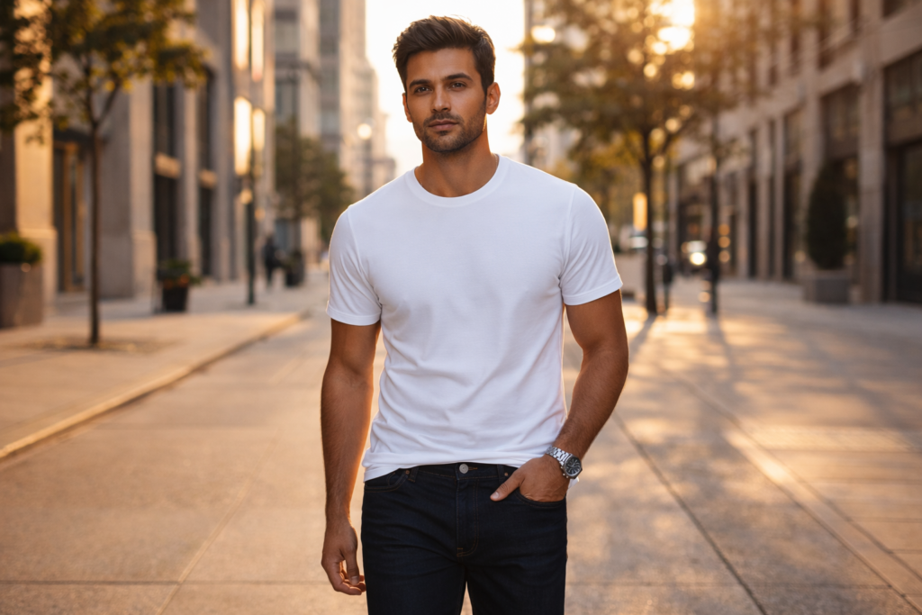 Premium Men's White T-shirt by Kridha Fashion